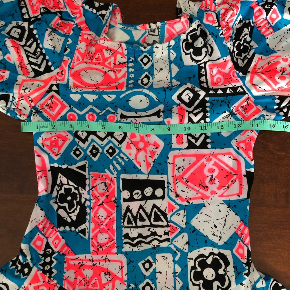Colorful Geometric Pattern Figure Skating Dress - Picture 6 of 6